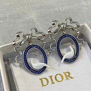 Dior Médaillon Earrings Silver-Finish Metal, Blue Lacquer and White Resin E4616WOMLQ_D09B - 2