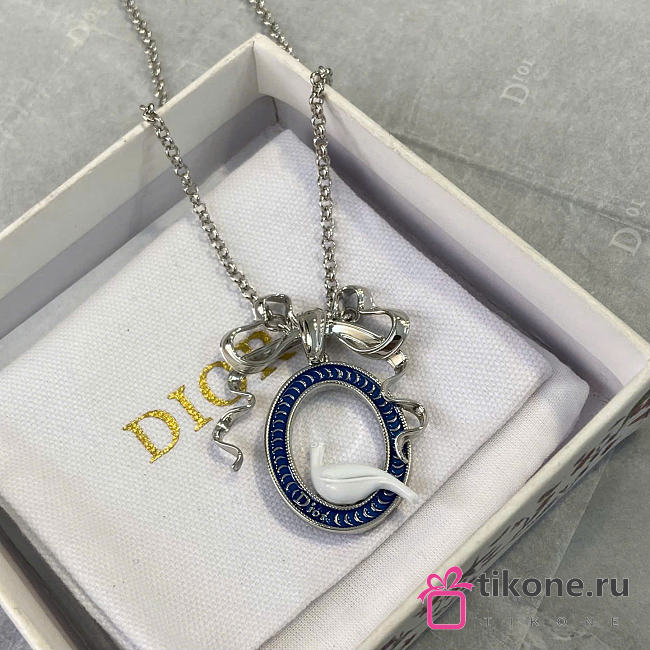 Dior Médaillon Necklace Silver-Finish Metal, White Resin and Blue Lacquer N3646WOMLQ_D09B - 1