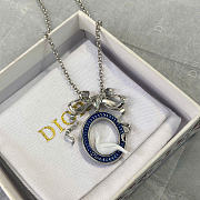 Dior Médaillon Necklace Silver-Finish Metal, White Resin and Blue Lacquer N3646WOMLQ_D09B - 1