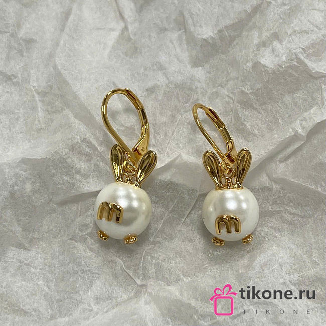 Miumiu Metal Earrings With Pendant Gold/Cream 5IO496 - 1