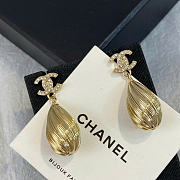 Chanel Pendant Earrings Metal & Diamantés Golden & Crystal ABH203 - 4