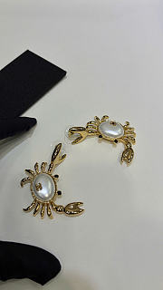 Chanel Pendant Earrings Metal & Glass Gold, Pearly White & Black - 3