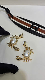 Chanel Pendant Earrings Metal & Glass Gold, Pearly White & Black - 4