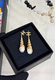 Chanel Pendant Earrings Metal & Resin Gold & Pearly White ABH352 - 1