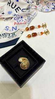 Chanel Ring Metal & Resin Gold & Pearly White ABH364 - 4
