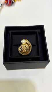 Chanel Ring Metal & Resin Gold & Pearly White ABH364 - 3