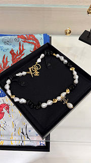 Chanel Necklace Metal & Resin Gold, Black & Pearly White - 4