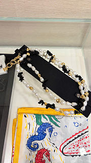 Chanel Long Necklace Metal & Resin Gold, Black & Pearly White ABH361 - 5