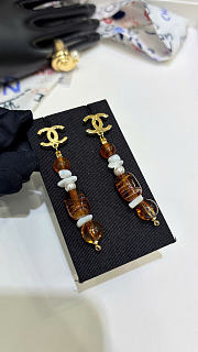 Chanel Pendant Earrings Metal, Glass Pearls, Mother-of-Pearl & Freshwater Pearls Gold, Orange & Pearly White ABH369 - 3