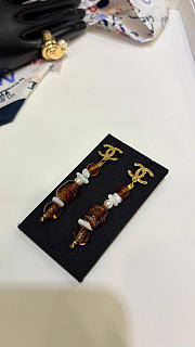 Chanel Pendant Earrings Metal, Glass Pearls, Mother-of-Pearl & Freshwater Pearls Gold, Orange & Pearly White ABH369 - 5