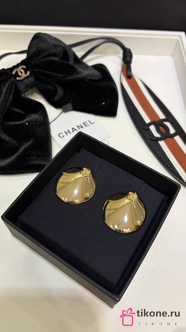 Chanel Stud Earrings Metal Gold ABH346 - 1