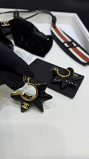 Chanel Hoop Earrings Metal & Resin Golden & Black ABH621 - 5
