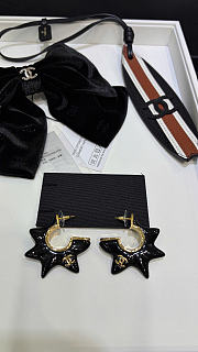 Chanel Hoop Earrings Metal & Resin Golden & Black ABH621 - 2