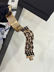 Chanel Cuff Bracelet Metal & Lambskin Golden & Black - 6
