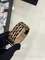 Chanel Cuff Bracelet Metal & Lambskin Golden & Black - 5