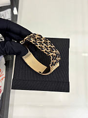 Chanel Cuff Bracelet Metal & Lambskin Golden & Black - 3