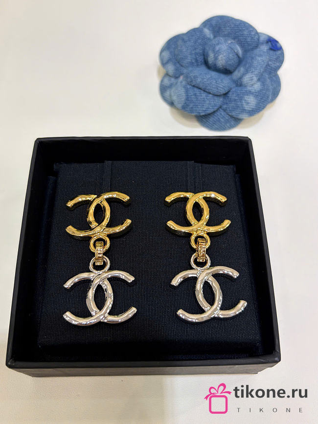 Chanel Pendant Earrings Metal Gold & Silver ABH223 - 1