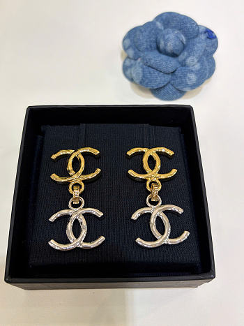 Chanel Pendant Earrings Metal Gold & Silver ABH223