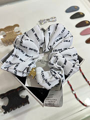 Celine Scrunchy Rayure in Silk and Brass with Gold Finish White - 5