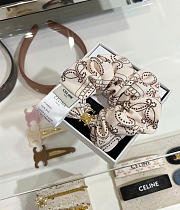 Celine Scrunchy Rayure in Silk and Brass with Gold Finish Beige - 6