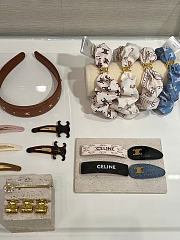 Celine Scrunchy Rayure in Silk and Brass with Gold Finish Beige - 5