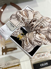 Celine Scrunchy Rayure in Silk and Brass with Gold Finish Beige - 3