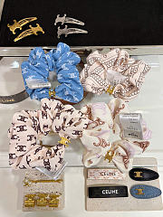 Celine Scrunchy Rayure in Silk and Brass with Gold Finish Beige - 2