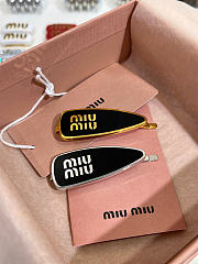 Miumiu Enameled Metal Hair Clip Black  - 1