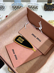 Miumiu Enameled Metal Hair Clip Black  - 4