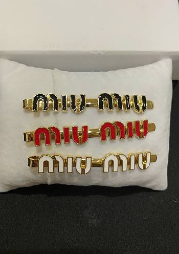 Miumiu Enameled Metal Hair Clip Black/Red/White 5IF146