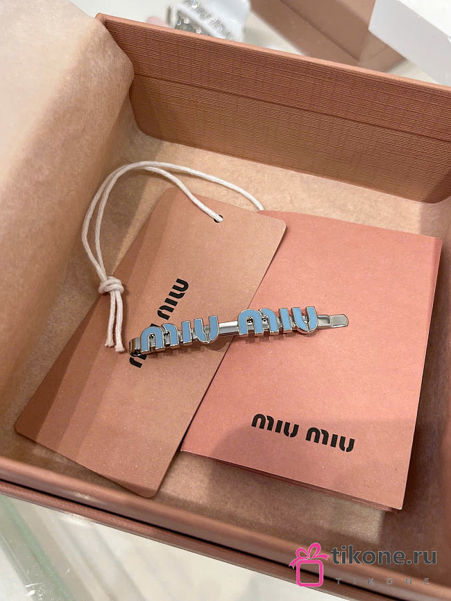 Miumiu Enameled Metal Hair Clip Light Blue 5IF146 - 1
