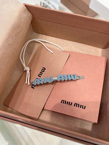 Miumiu Enameled Metal Hair Clip Light Blue 5IF146