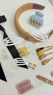 Miumiu Metal Hair Clips White (two of set) Small/Large - 6