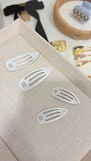Miumiu Metal Hair Clips White (two of set) Small/Large - 5