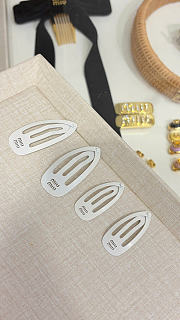Miumiu Metal Hair Clips White (two of set) Small/Large - 3