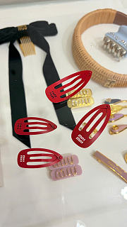 Miumiu Metal Hair Clips Red (two of set) Small/Large - 2