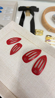 Miumiu Metal Hair Clips Red (two of set) Small/Large - 6