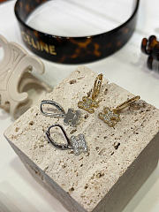Celine Triomphe Rhinestone Earrings in Brass with Gold Finish and Crystals  - 3