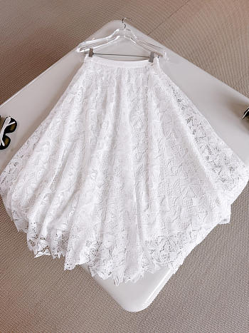 Dioriviera Mid-Length Flared Skirt White Dior Bows Cotton-Blend Lace 641J75A8727_X0150