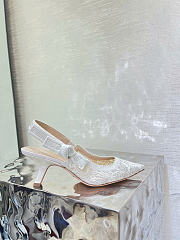 Dioriviera J'Adior Slingback Pump White Crochet-Effect Embroidered Tulle 6.5cm - 2