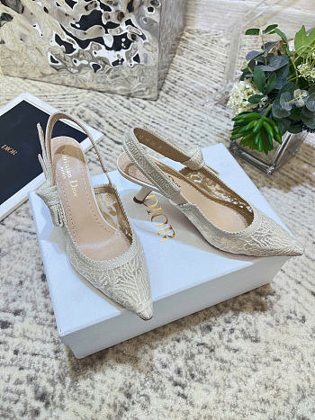 Dioriviera J'Adior Slingback Pump White Crochet-Effect Embroidered Tulle 6.5cm