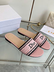 Dioriviera Dior Woven Slide Soupir Pink Crocheted Raffia-Effect Technical Fabric - 2