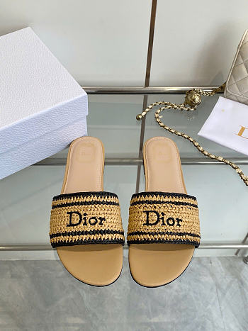 Dioriviera Dior Woven Slide Trench Crocheted Raffia-Effect Technical Fabric