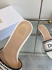 Dioriviera Dior Woven Heeled Slide White Crocheted Raffia-Effect Technical Fabric 3.5cm - 5