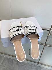 Dioriviera Dior Woven Heeled Slide White Crocheted Raffia-Effect Technical Fabric 3.5cm - 4