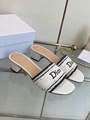 Dioriviera Dior Woven Heeled Slide White Crocheted Raffia-Effect Technical Fabric 3.5cm - 3