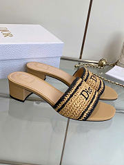 Dioriviera Dior Woven Heeled Slide Trench Crocheted Raffia-Effect Technical Fabric 3.5cm - 4
