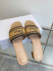 Dioriviera Dior Woven Heeled Slide Trench Crocheted Raffia-Effect Technical Fabric 3.5cm - 3