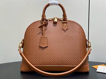 LV Alma MM Soft Minigram Calfskin Leather Noisette M28517 - 37x28x13.5cm