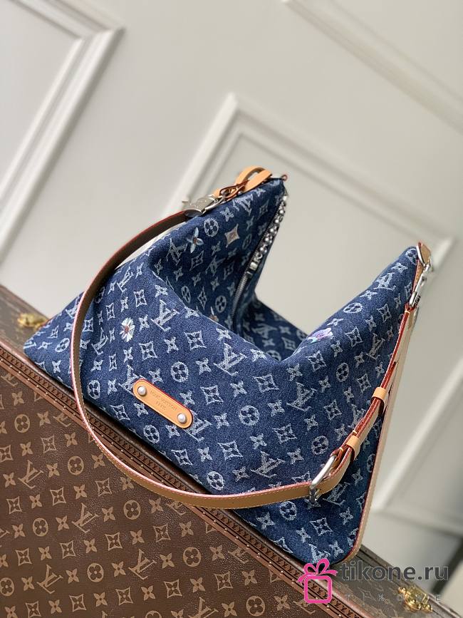 LV Vagabond Hobo Monogram Flowers Denim Blue M27555 - 48x38x14cm - 1